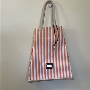 Soldaeini Espabag Orange and White Striped Tote Bag, EUC